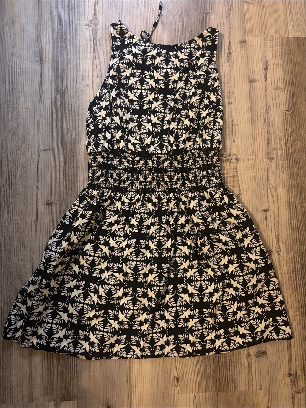 Universal Thread Black and White Floral Smocked Mini Dress